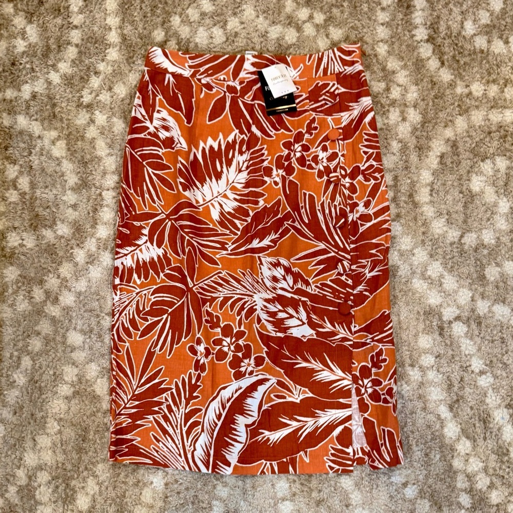 NWT Linen Coral Hawaiian Wrap Dress Skirt